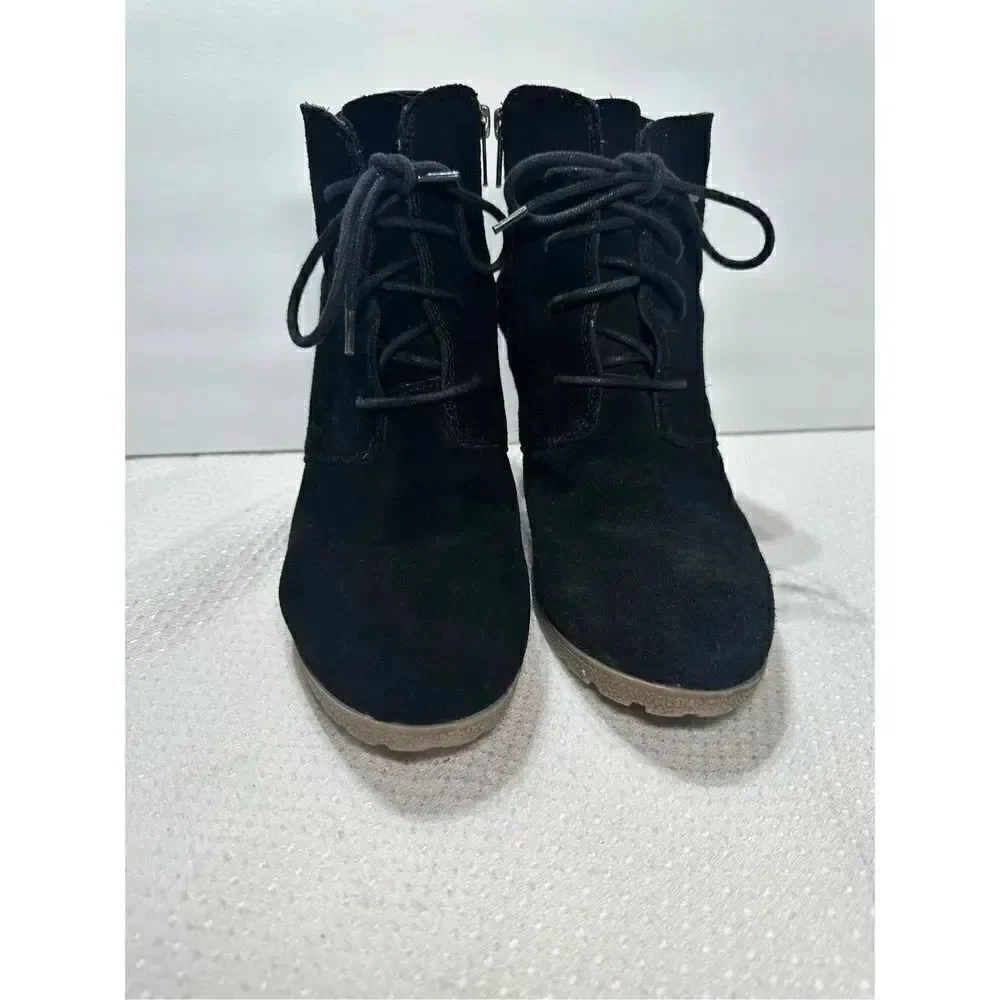Mia black suede wedge heeled booties size 11